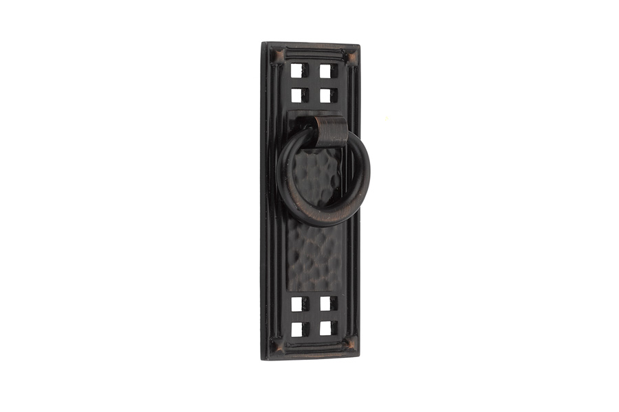 Emtek 86042US10B Hammered Vertical Ring Pull, 1-1/2" C-C - Oil Rubbed Bronze