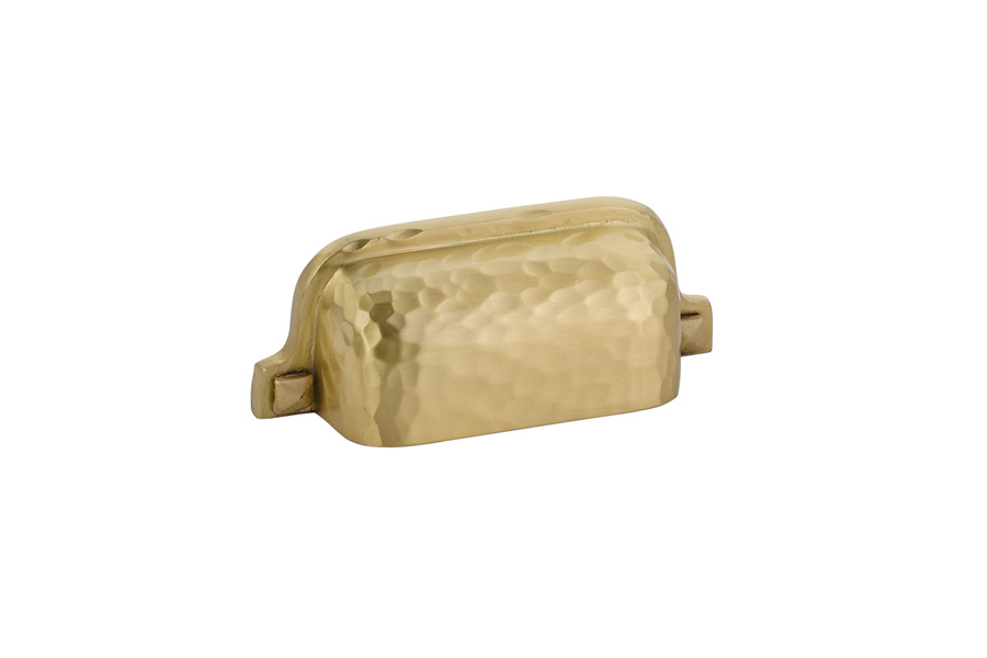 Emtek 86049US4 Hammered Bin Pull, 3" C-C - Satin Brass