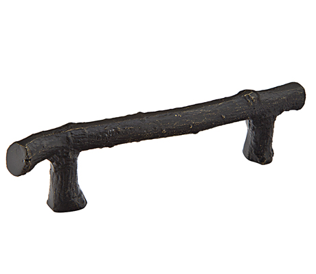 Emtek 86061FB Sandcast Bronze Twig Pull, 3" C-C - Flat Black Bronze Patina