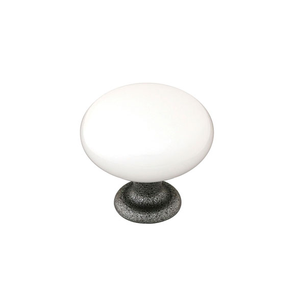 Emtek 86071FB Madison Cabinet Knob, Ivory, 1-1/4", Stem - Flat Black Steel