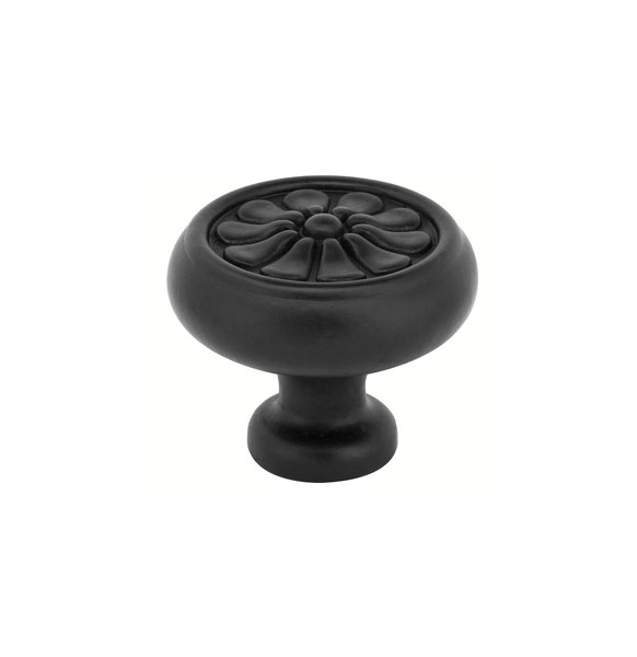 Emtek 86095FB Tuscany Bronze Petal Cabinet Knob, 1" - Flat Black Bronze Patina