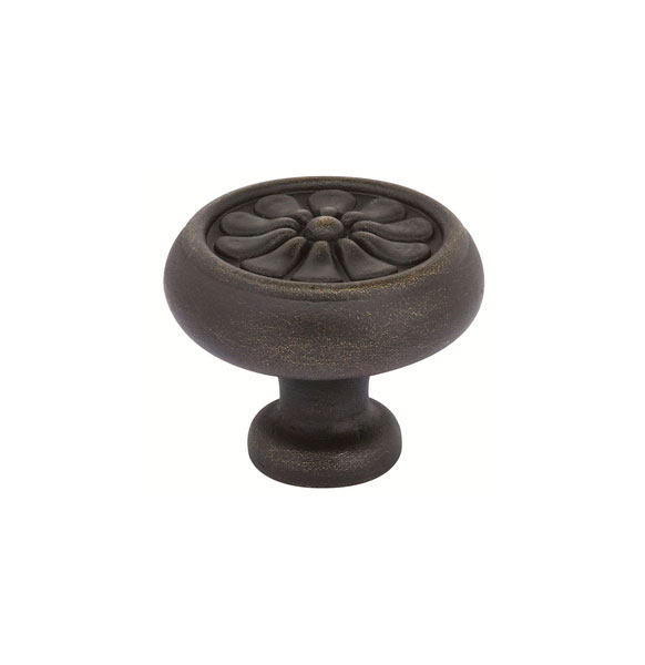 Emtek 86095MB Tuscany Bronze Petal Cabinet Knob, 1" - Medium Bronze Patina