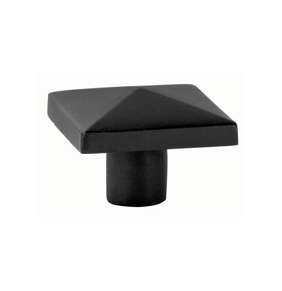 Emtek 86145FB Sandcast Bronze Square Knob, 1-1/4" - Flat Black