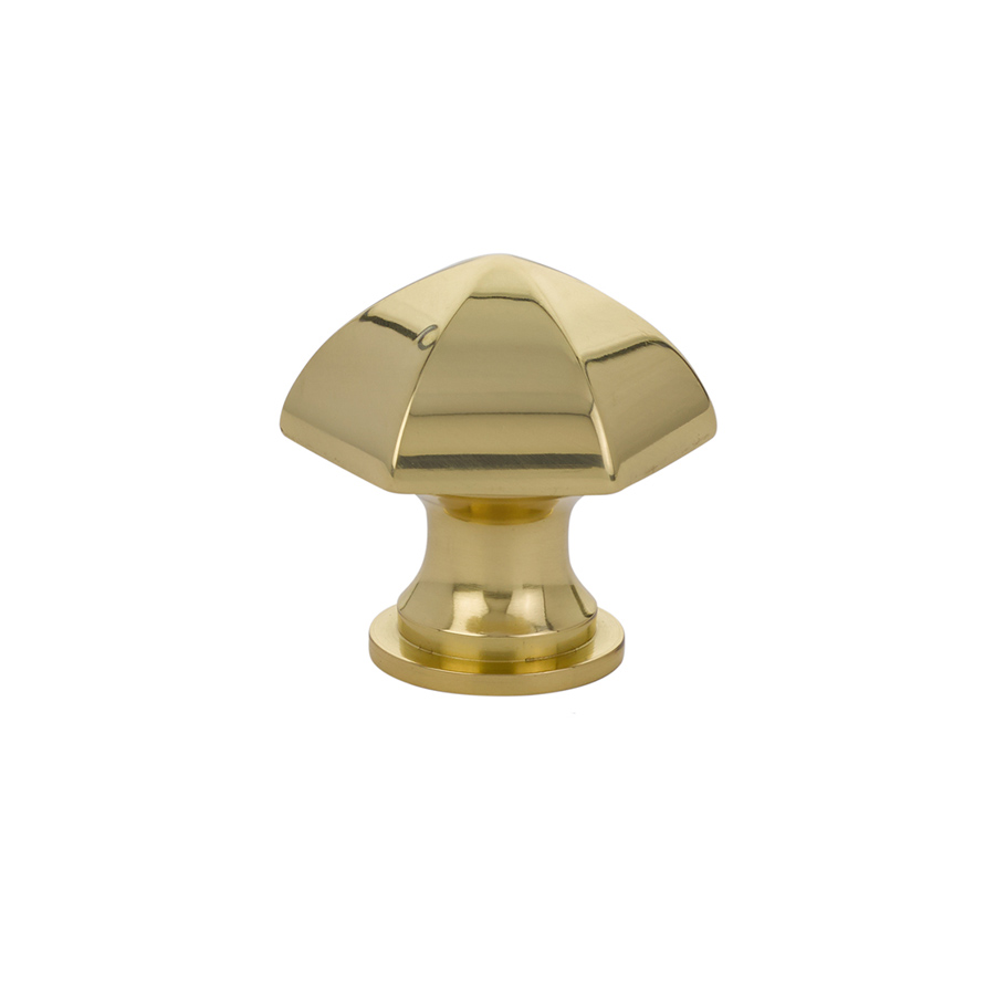 Emtek 86119US3 Hex Cabinet Knob, 1-1/8" - Polished Brass