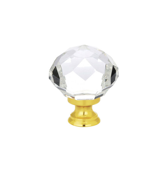 Emtek 86209US3 Diamond Wardrobe Knob, 1-3/4" - Polished Brass