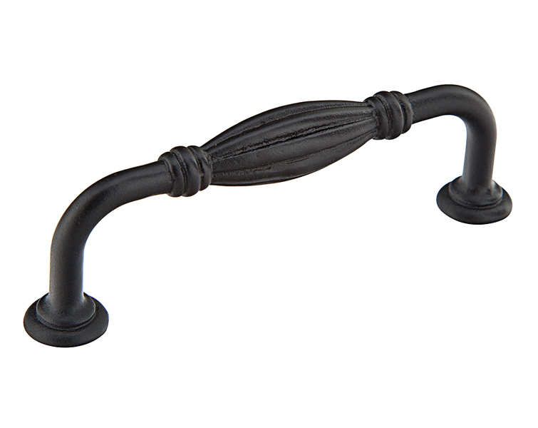 Emtek 86218FB Tuscany Bronze Fluted Pull, 3" C-C - Flat Black