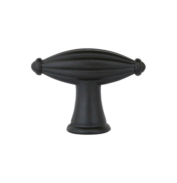 Emtek 86227FB Tuscany Bronze Fluted Finger Knob, 1-3/4" - Flat Black