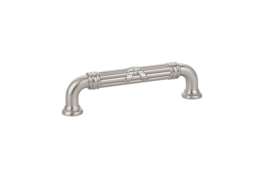 Emtek 86283US15 Ribbon & Reed Fixed Pull - Estate, 3" C-C - Satin Nickel