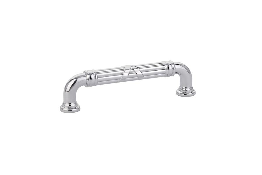 Emtek 86283US26 Ribbon & Reed Fixed Pull - Estate, 3" C-C - Polished Chrome