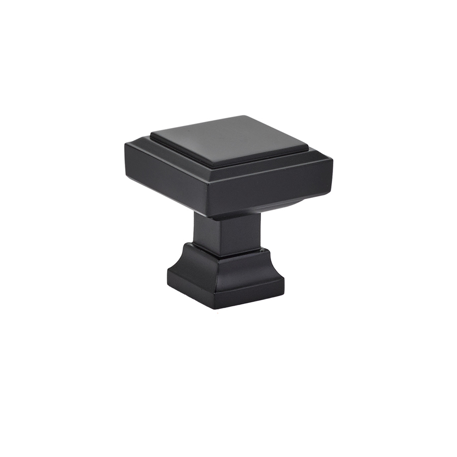 Emtek 86295US19 Geometric Square Knob, 1-1/4" - Flat Black