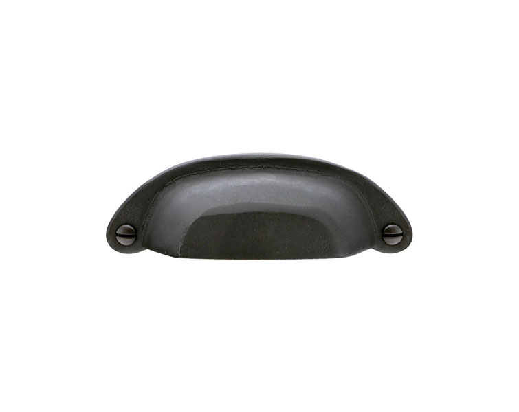 Emtek 86327FB Sandcast Bronze Ranch Bin Pull, 4" C-C - Flat Black Bronze Patina