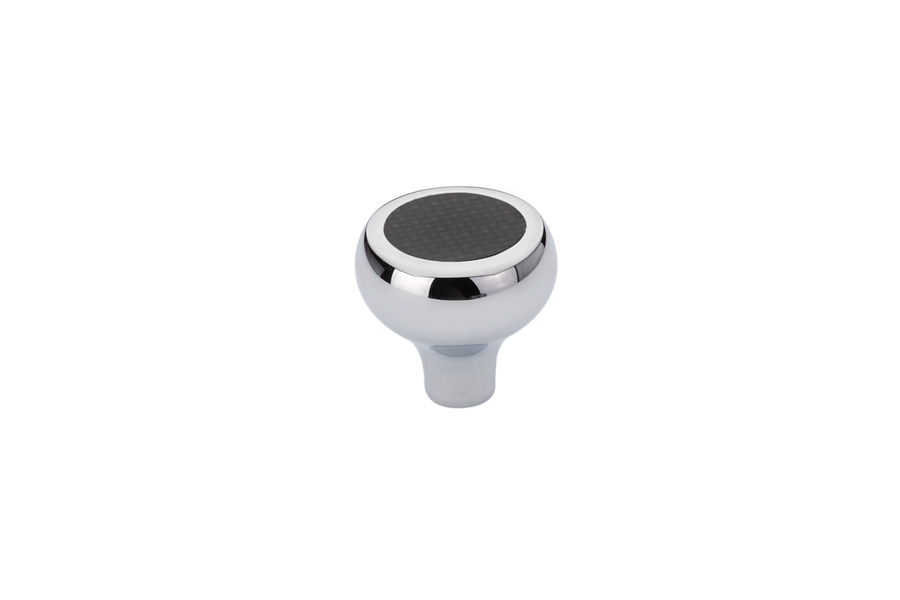 Emtek 86368US26 Carbon Fiber, Black Knob, 1-1/4" - Polished Chrome