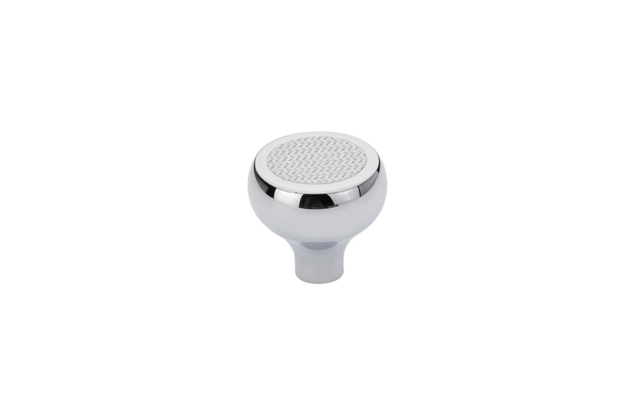 Emtek 86370US26 Carbon Fiber, Silver Knob, 1-1/4" - Polished Chrome