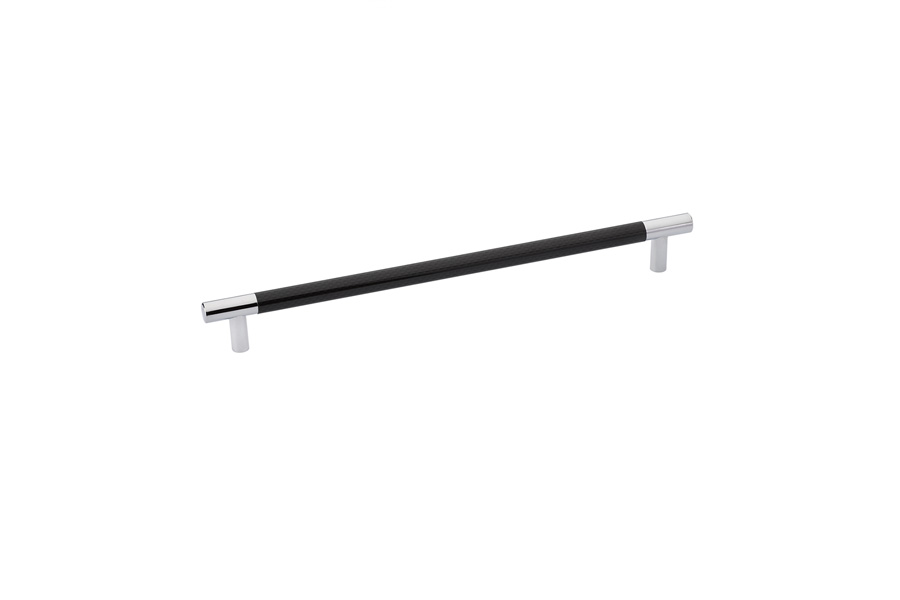 Emtek 86376US26 Carbon Fiber Bar Pull, Black, 3" C-C - Polished Chrome