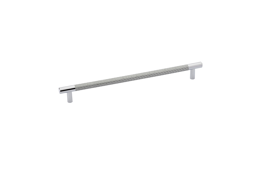 Emtek 86391US26 Carbon Fiber Bar Pull, Silver, 10" C-C - Polished Chrome