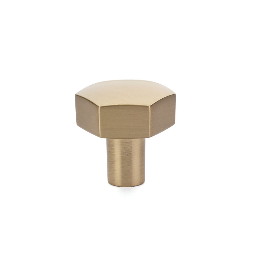 Emtek 86457US4 Mod Hex Knob, Cabinet, 1-1/8" - Satin Brass