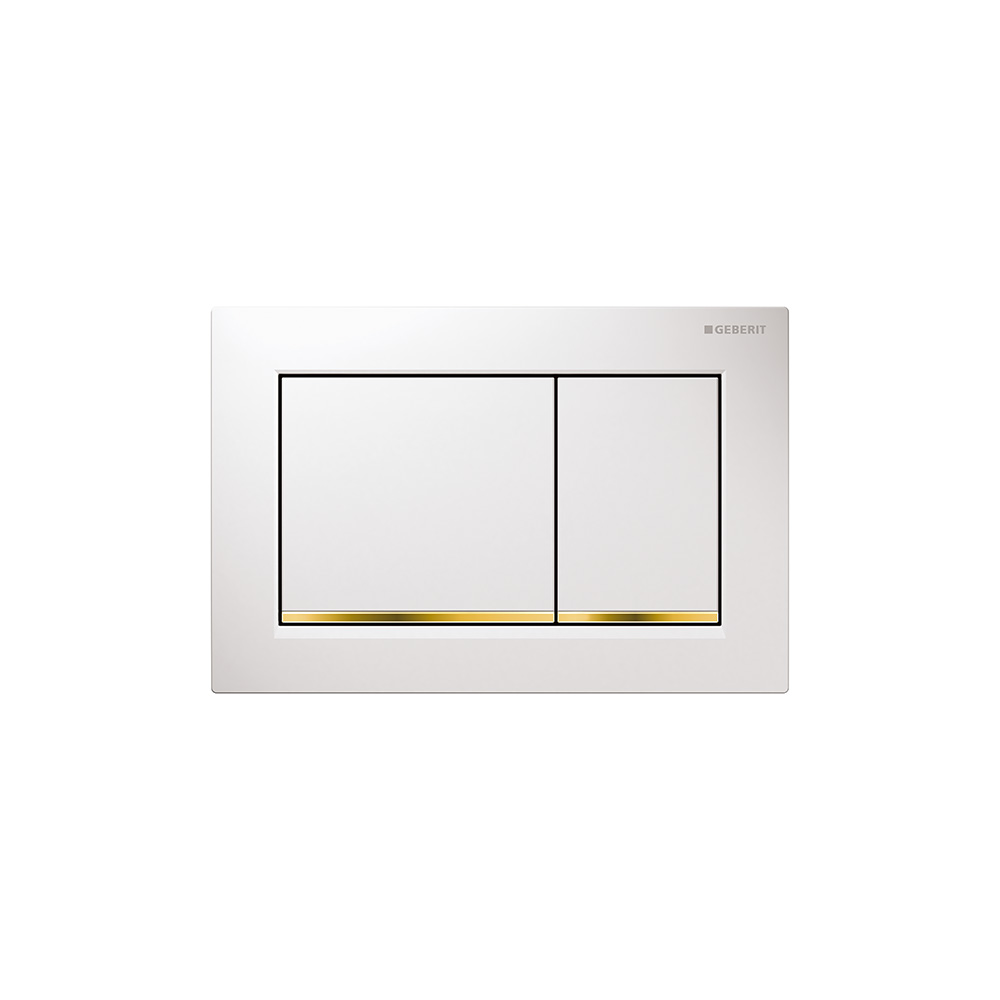 Geberit 115.080.KK.1 Actuator Plate Omega30 for Dual Flush - White / Gold-Plated / White
