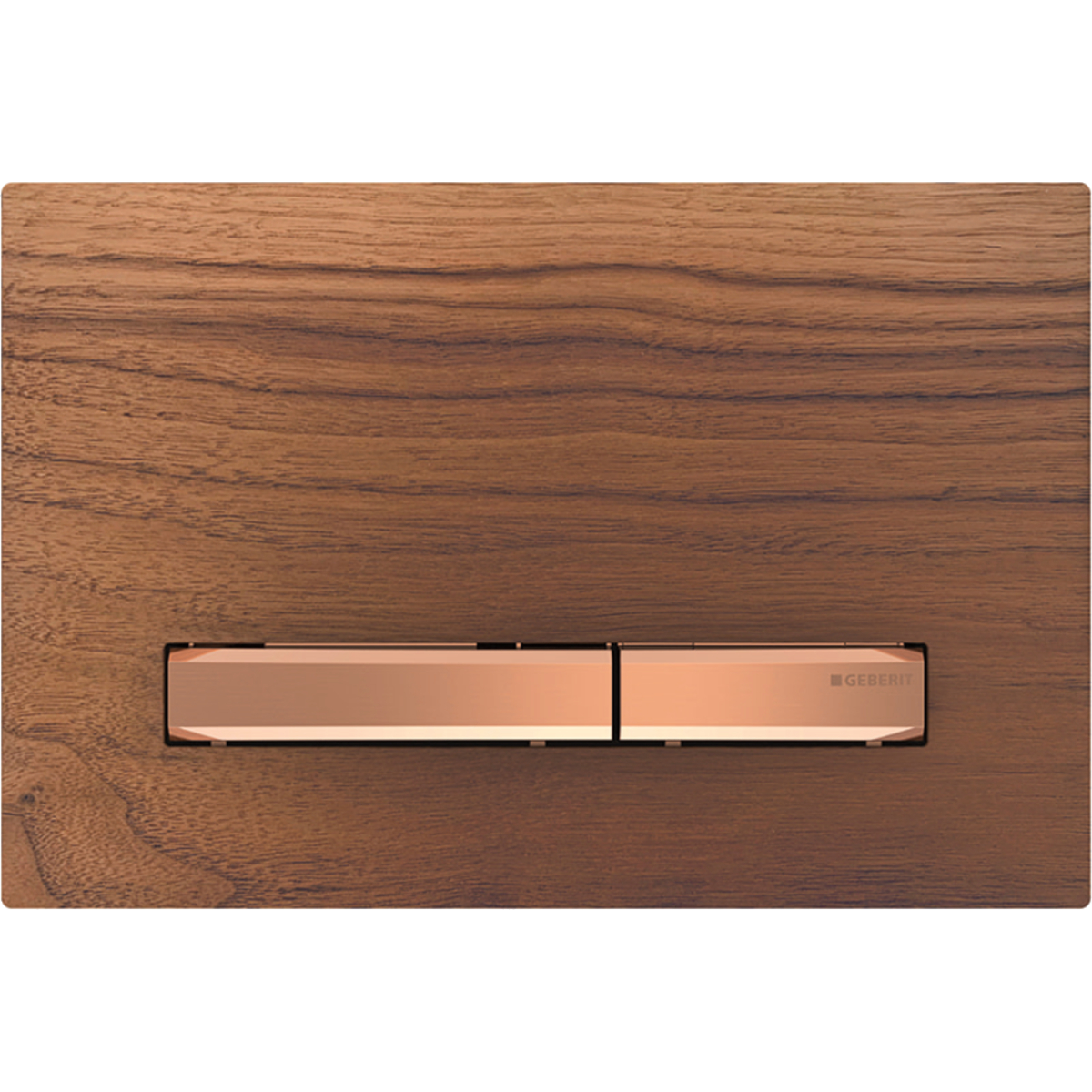 Geberit 115.670.JX.2 Actuator Plate Sigma50 for Dual Flush, Metal Colour Red Gold - Base Plate and Buttons: Red Gold/Cover Plate: Black Walnut