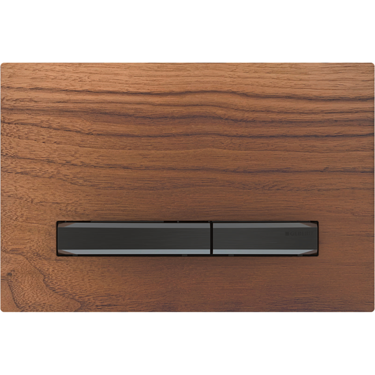 Geberit 115.671.JX.2 Actuator Plate Sigma50 for Dual Flush, Metal Colour Black Chrome - Base Plate and Buttons: Black Chrome/Cover Plate: Black Walnut