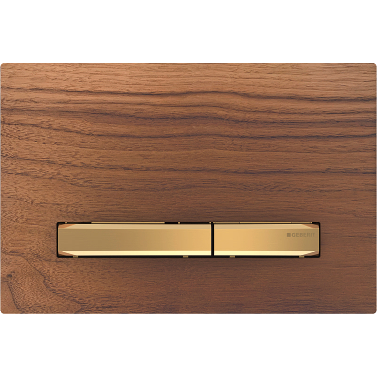 Geberit 115.672.JX.2 Actuator Plate Sigma50 for Dual Flush, Metal Colour Brass - Base Plate and Buttons: Brass/Cover Plate: Black Walnut