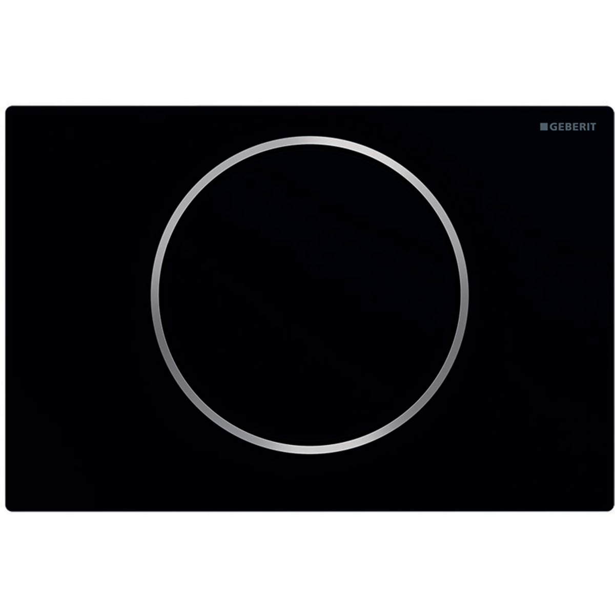 Geberit 115.758.14.5 Actuator Plate Sigma10 for Stop-and-Go Flush, Easy-To-Clean Coated - Plate and Button: Black Matt Coated/Design Ring: Polished