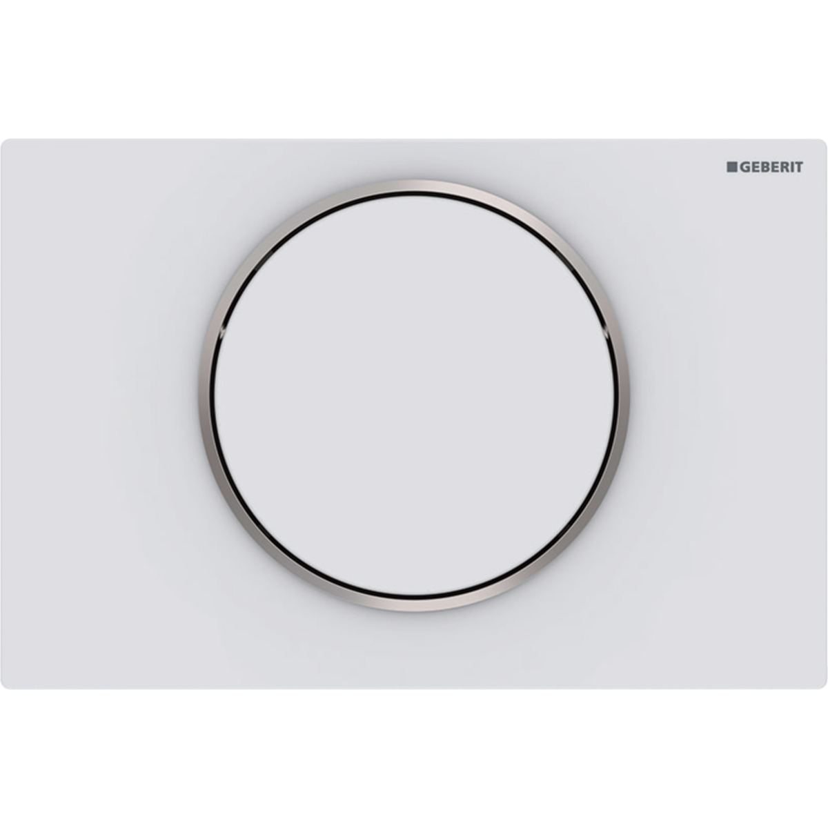 Geberit 115.758.JT.5 Actuator Plate Sigma10 for Stop-and-Go Flush, Easy-To-Clean Coated - Plate and Button: White Matt Coated/ Design Ring: Polished