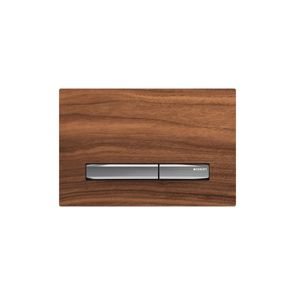 Geberit 115.788.JX.2 Actuator Plate Sigma50 For Dual Flush, Metal Colour Chrome-Plated - Chrome-Plated, Black Walnut