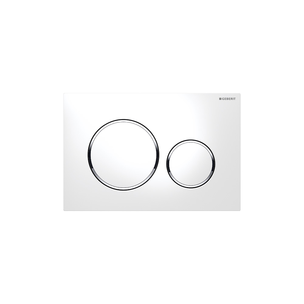 Geberit 115.882.JT.1 Actuator Plate Sigma20 For Dual Flush - White Matt Coated, Easy-To-Clean Coated, Bright Chrome-Plated