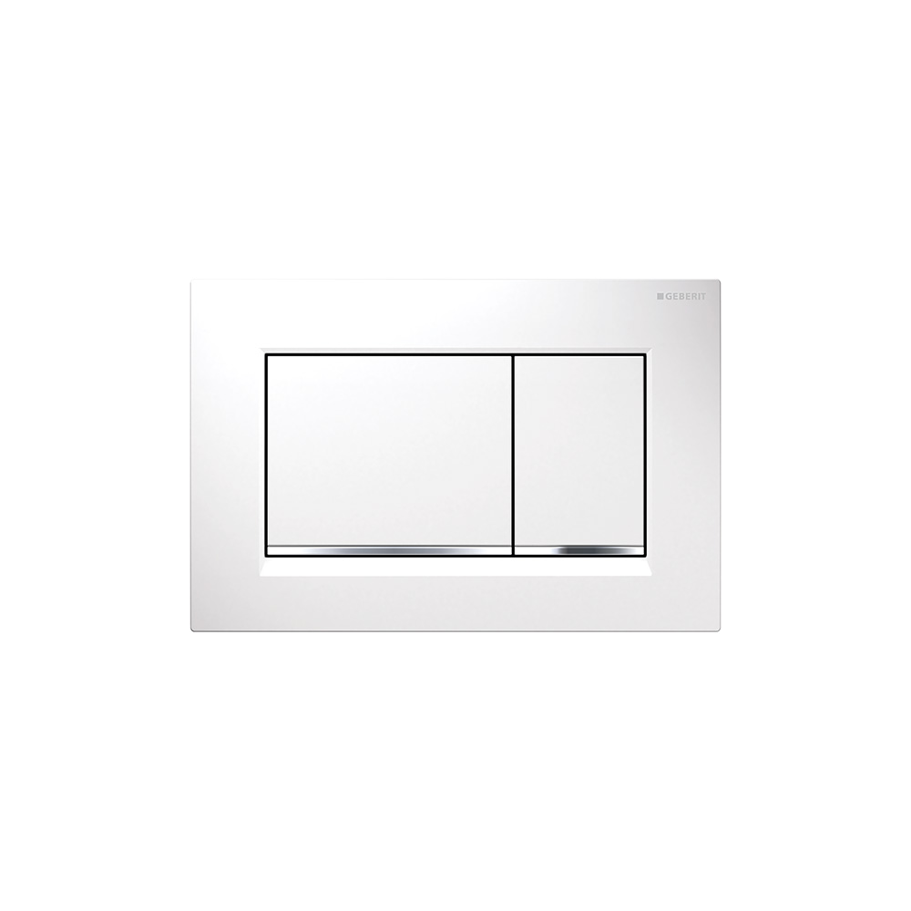 Geberit 115.883.JT.1 Actuator Plate Sigma30 For Dual Flush - White Matt Coated, Easy-To-Clean Coated, Bright Chrome-Plated