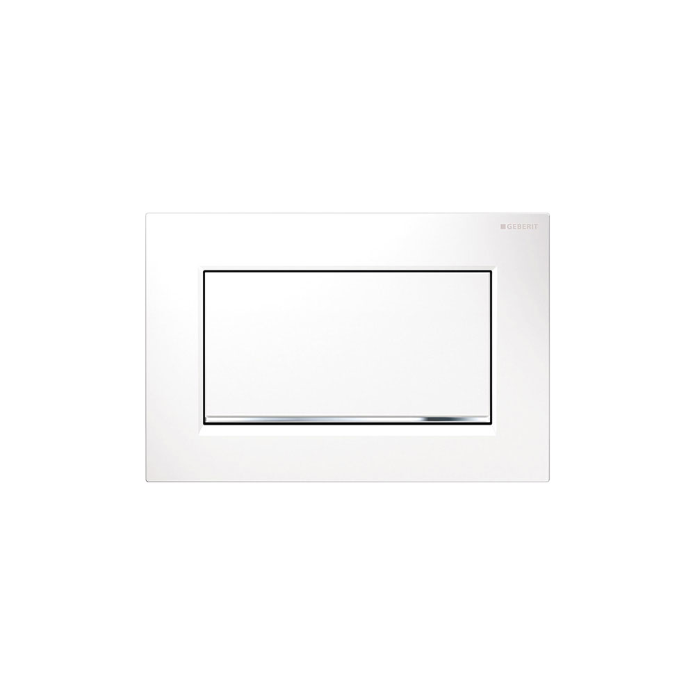 Geberit 115.893.JT.1 Actuator Plate Sigma30 For Stop-And-Go Flush, Screwable - White Matt Coated, Easy-To-Clean Coated, Bright Chrome-Plated