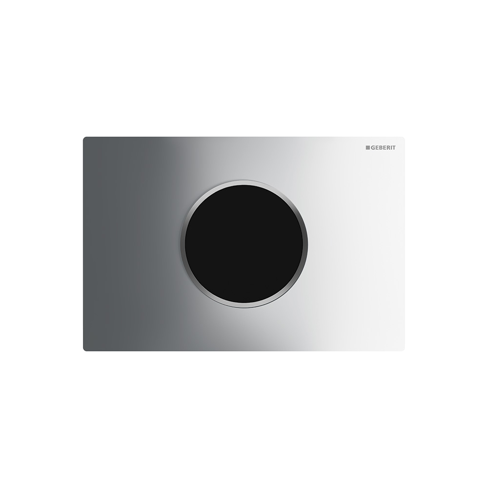 Geberit 115.907.KH.1 WC Flush Control with Electronic Flush Actuation, Mains Operation, Dual Flush, Actuator Plate Sigma10, Automatic/Touchless - Bright Chrome-Plated, Matt Chrome-Plated