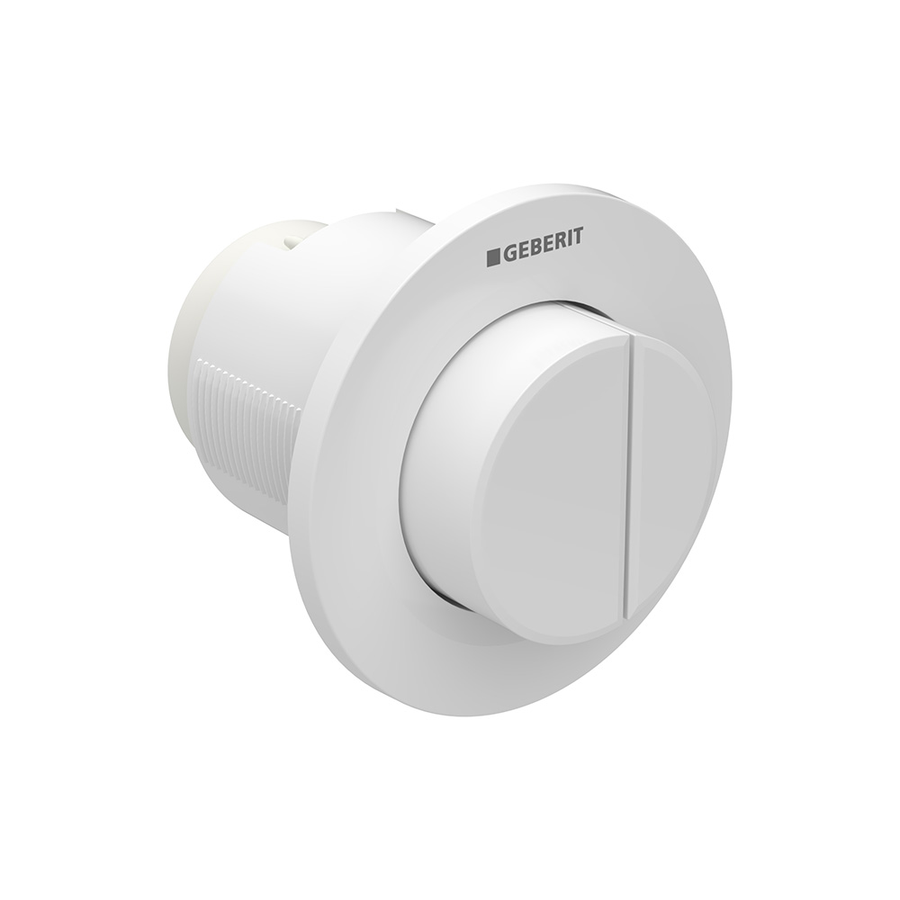 Geberit 116.044.11.1 Remote Flush Actuation Type 01, Pneumatic, For Dual Flush, Concealed Actuator, Protruding - White Alpine