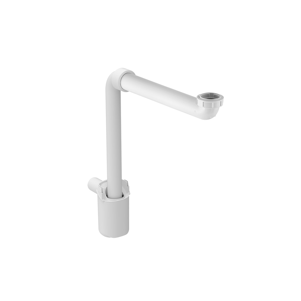 Geberit 151.118.11.1 Bottle Trap with Dip Tube for Washbasin, Space-Saving Model, Horizontal Outlet: d=40mm, G=1 1/4", with adaptors - White Alpine