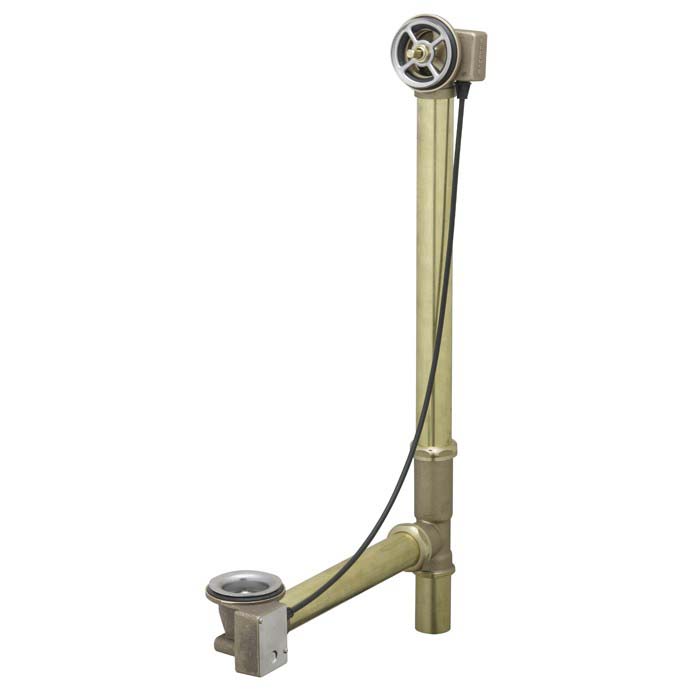 Geberit 151.450.00.1 Bathtub Drain with TurnControl Handle Actuation, Rough-in Unit 17-24" Brass