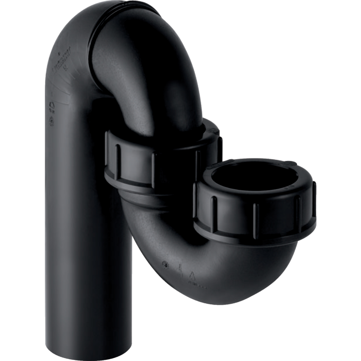 Geberit 152.038.16.1 P-Trap for Sink, with Compression Joint, Vertical Inlet and Vertical Outlet: D=50Mm, D1=50Mm - Black