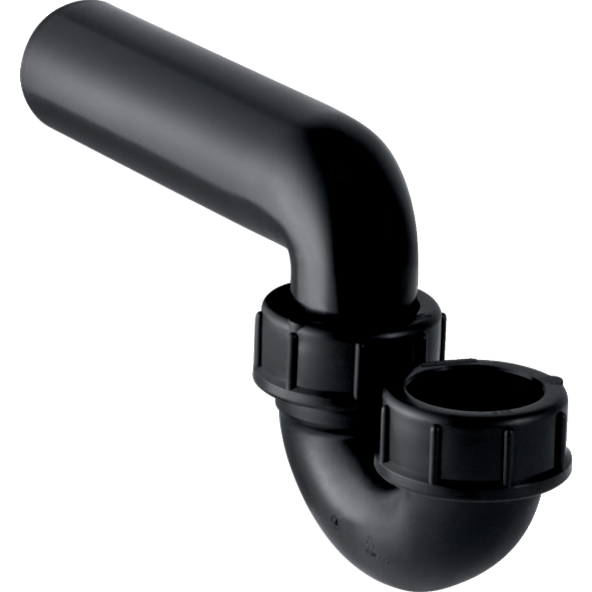 Geberit 152.039.16.1 P-Trap for Sink, with Compression Joint, Vertical Inlet and Horizontal Outlet: D=50Mm, D1=50Mm - Black