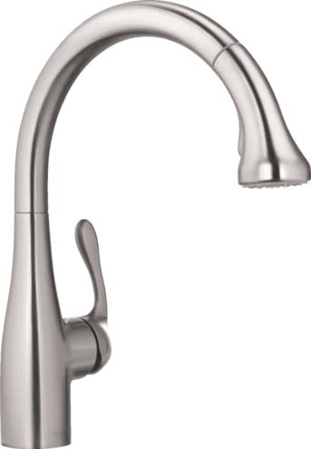 Hansgrohe 04066860 Allegro E Gourmet HighArc Kitchen Faucet, 2-Spray Pull-Down, 1.75 GPM in Steel Optic - Click Image to Close