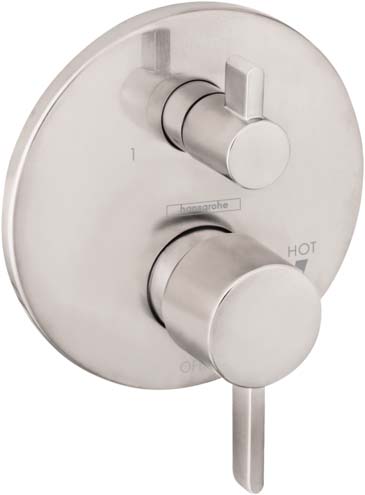 Hansgrohe 04447820 Ecostat Pressure Balance Trim S with Diverter in Brushed Nickel - Click Image to Close