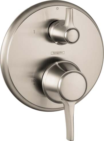 Hansgrohe 04449820 Ecostat Classic Pressure Balance Trim with Diverter, Round in Brushed Nickel - Click Image to Close