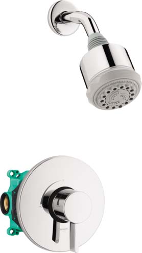 Hansgrohe 04907000 Clubmaster Pressure Balance Shower Set with Rough, 2.5 GPM in Chrome