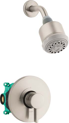 Hansgrohe 04907820 Clubmaster Pressure Balance Shower Set with Rough, 2.5 GPM in Brushed Nickel