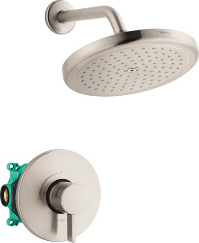 Hansgrohe 04909820 Croma Pressure Balance Shower Set with Rough, 2.0 GPM in Brushed Nickel