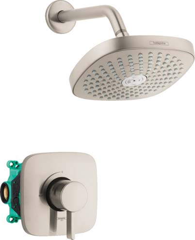 Hansgrohe 04911820 Croma Select E Pressure Balance Shower Set with Rough, 2.0 GPM in Brushed Nickel