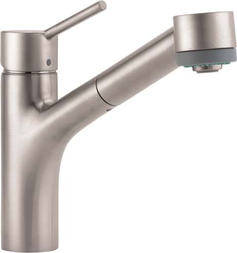 Hansgrohe 06462860 Talis S Kitchen Faucet, 2-Spray Pull-Out, 1.75 GPM in Steel Optic - Click Image to Close