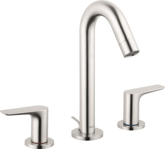 Hansgrohe 71533821 Logis Widespread Faucet 150 with Pop-Up Drain, 1.2 GPM in Brushed Nickel