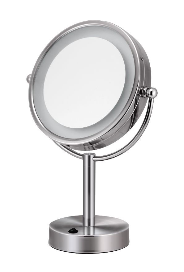 ICO Bath V9014 8.5" Double Sided Lighted Free-Standing Mirror - Brushed Nickel