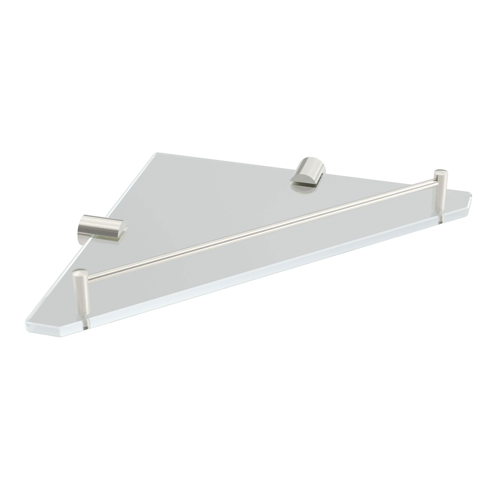 ICO Bath V92444 Glass Corner Shelf - Brushed Nickel