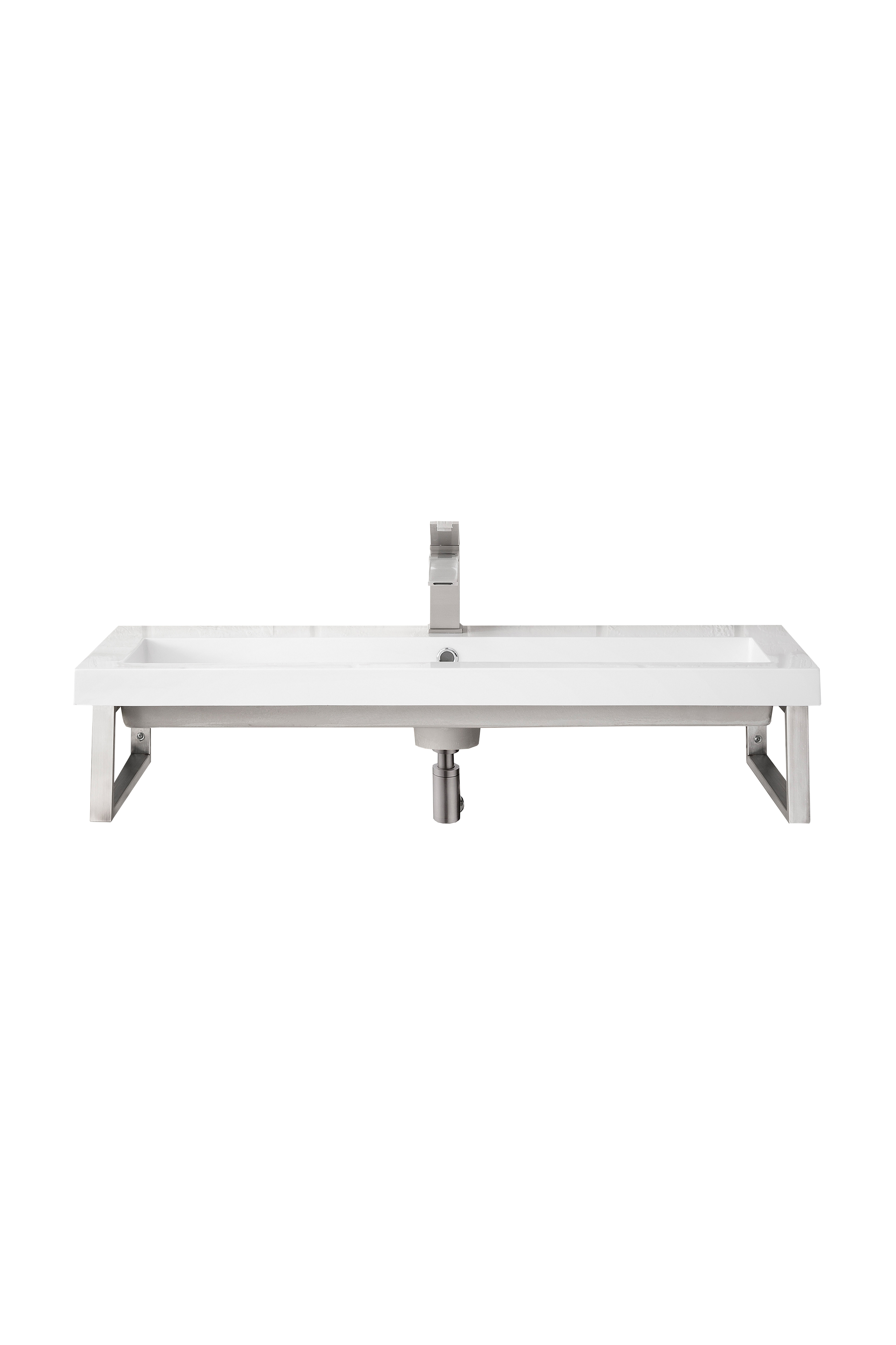 James Martin 055BK16BNK39.5WG2 Two Boston 15 1/4" Wall Brackets, Brushed Nickel w/39.5" White Glossy Composite Countertop - Click Image to Close