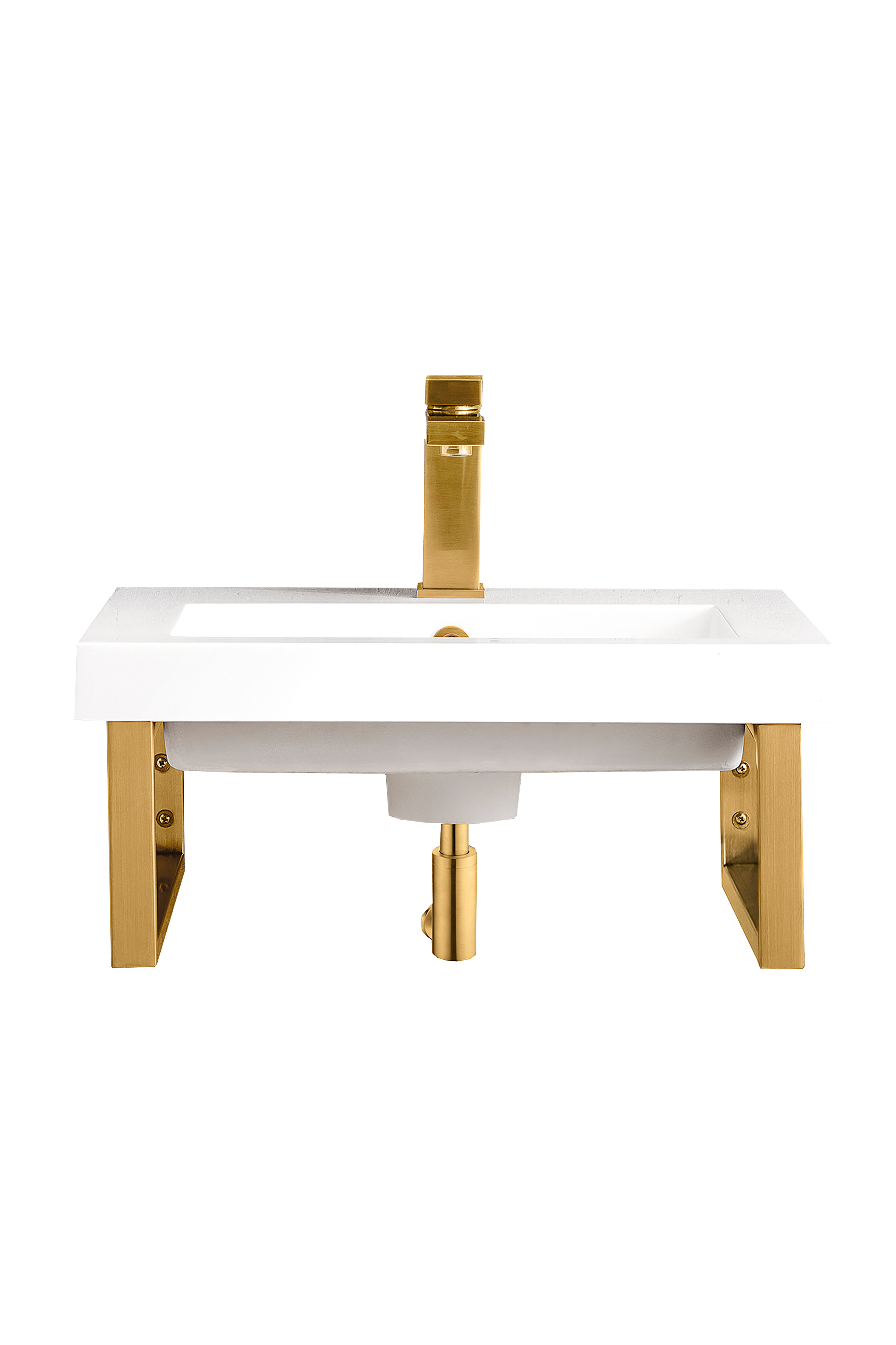 James Martin 055BK16RGD20WG2 Two Boston 15 1/4" Wall Brackets, Radiant Gold w/20" White Glossy Composite Countertop