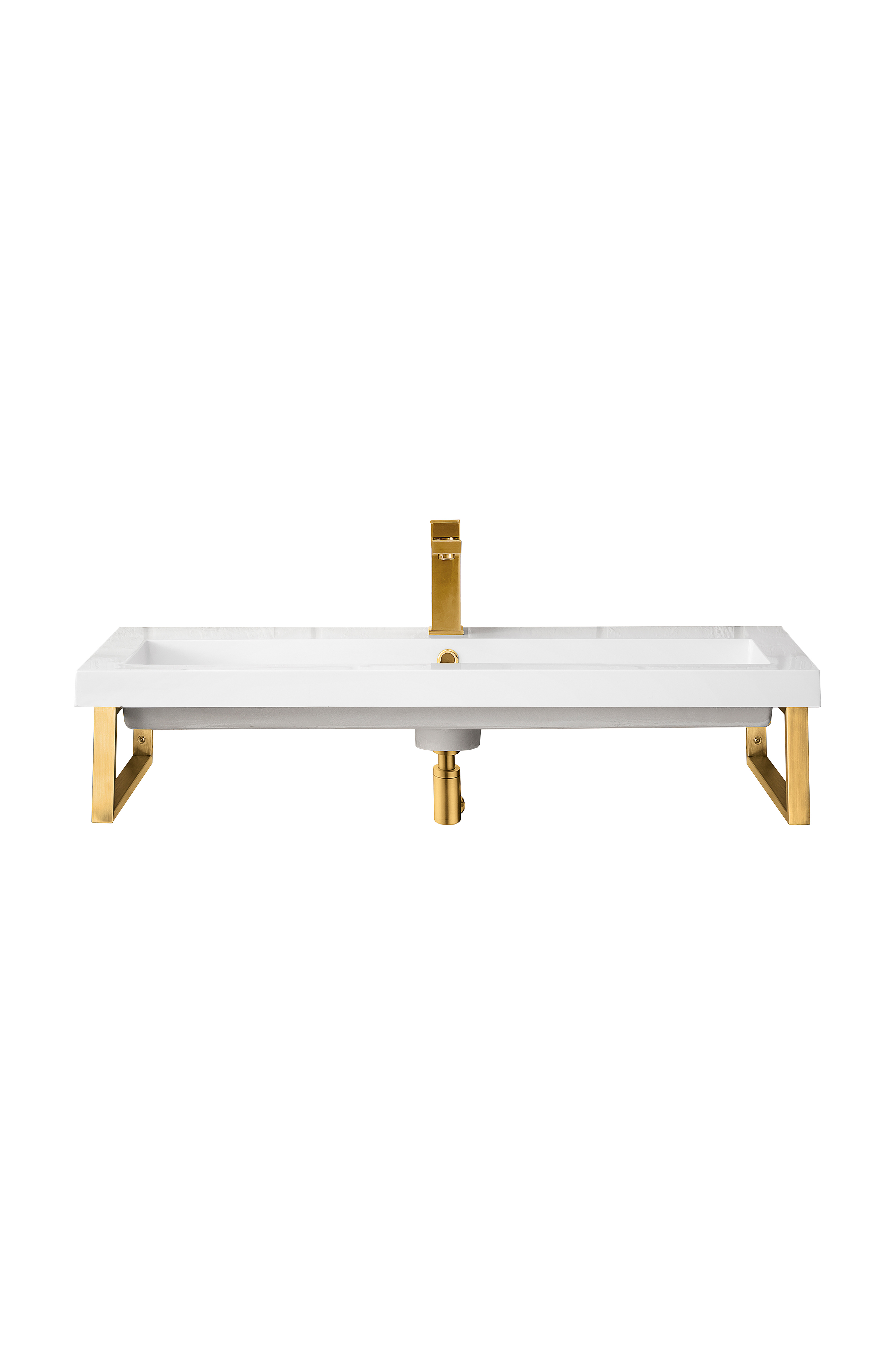 James Martin 055BK16RGD39.5WG2 Two Boston 15 1/4" Wall Brackets, Radiant Gold w/39.5" White Glossy Composite Countertop